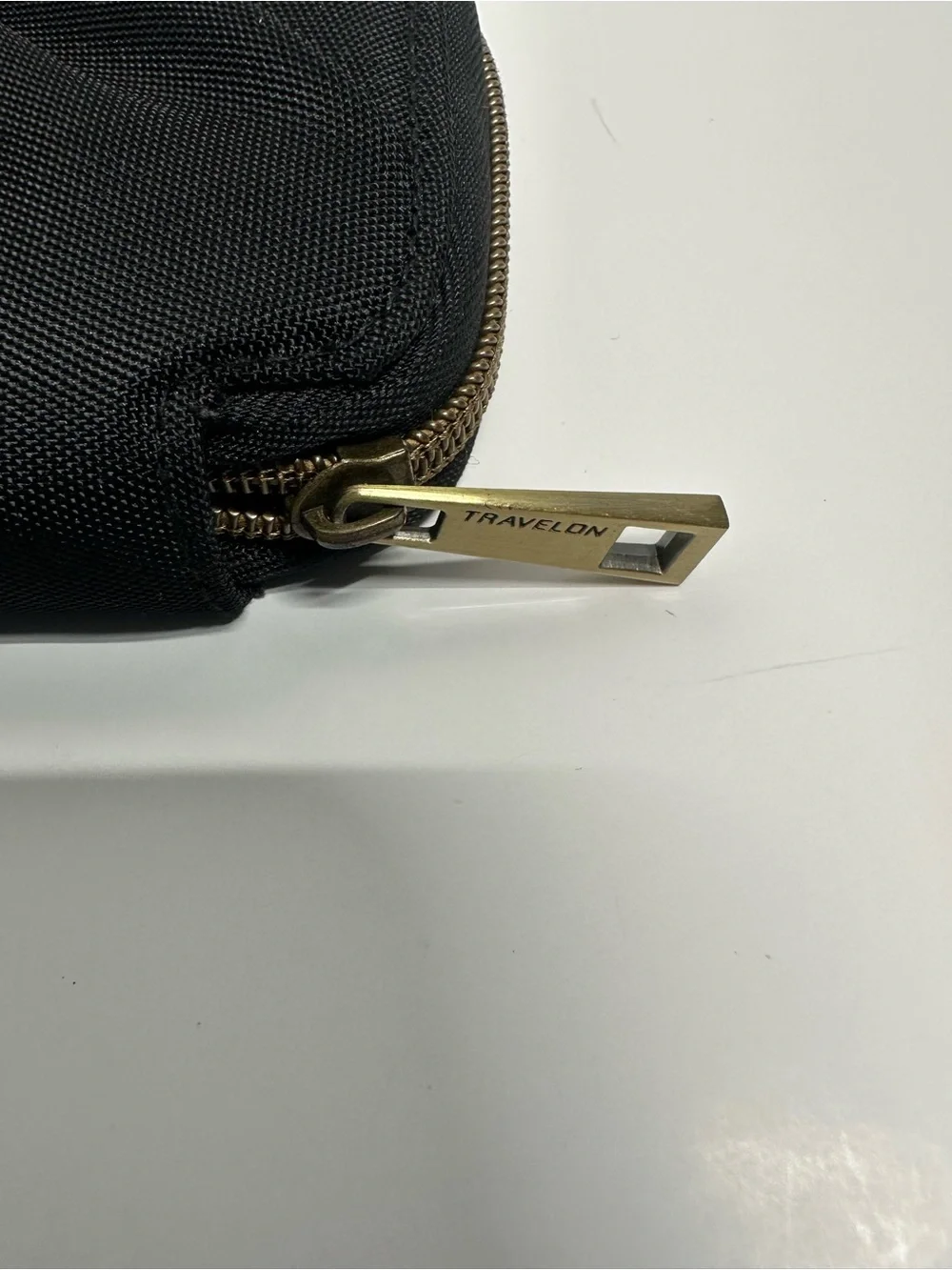 Travelon Black Textured Zip Pouch with Gold Accent